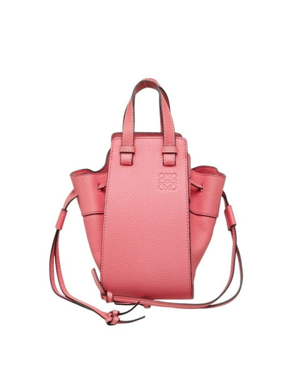 Loewe Hammock Drawstring 2-Way Shoulder Bag Pink Leather